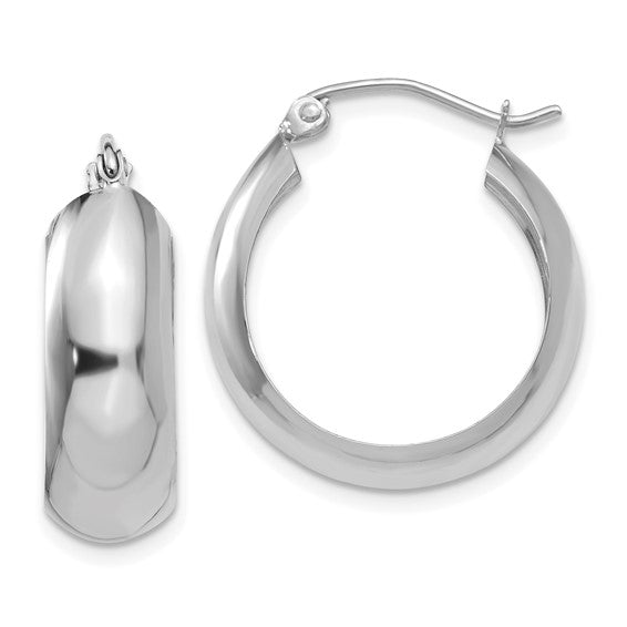 14k White Gold Classic Round Hoop Earrings Click Top