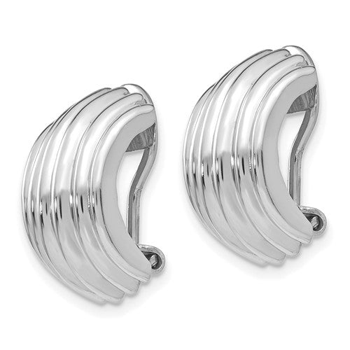 14k white gold non pierced fancy clip on huggie j hoop earrings