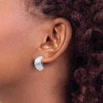 Carregar imagem no visualizador da galeria, 14K White Gold Non Pierced Fancy Clip On Huggie J Hoop Earrings
