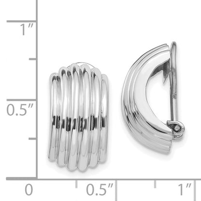 14k white gold non pierced fancy clip on huggie j hoop earrings