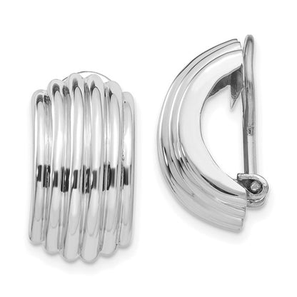 14k white gold non pierced fancy clip on huggie j hoop earrings