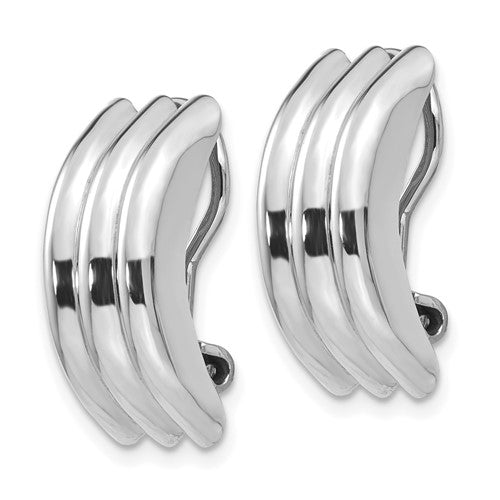 14k white gold non pierced fancy clip on huggie j hoop earrings