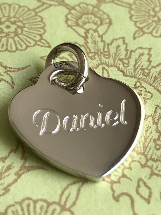 sterling silver heart charm engraved personalized monogram k1087