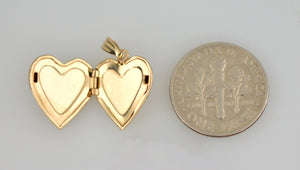 14k Yellow Gold 13mm Children Heart Chai Locket Pendant Charm Necklace Engraved Personalized Monogram