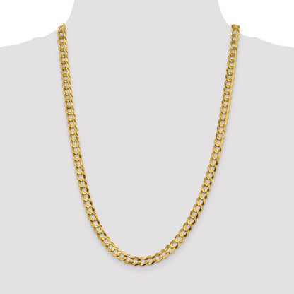 14k yellow gold 7.2mm flat cuban link bracelet anklet choker necklace pendant chain