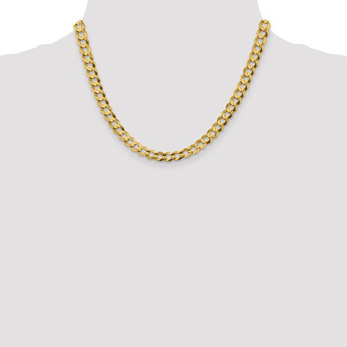 14k yellow gold 7.2mm flat cuban link bracelet anklet choker necklace pendant chain