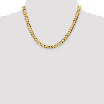 14k yellow gold 7.2mm flat cuban link bracelet anklet choker necklace pendant chain