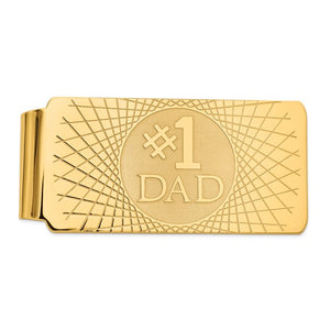 14k Solid Yellow Gold Number 1 Dad Money Clip Personalized Engraved Monogram