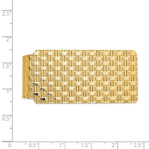 14k Solid Yellow Gold Basketweave Textured Money Clip
