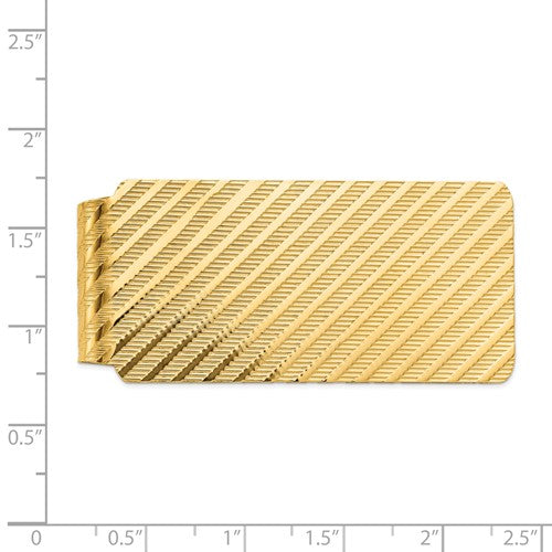 14k Solid Yellow Gold Textured Money Clip