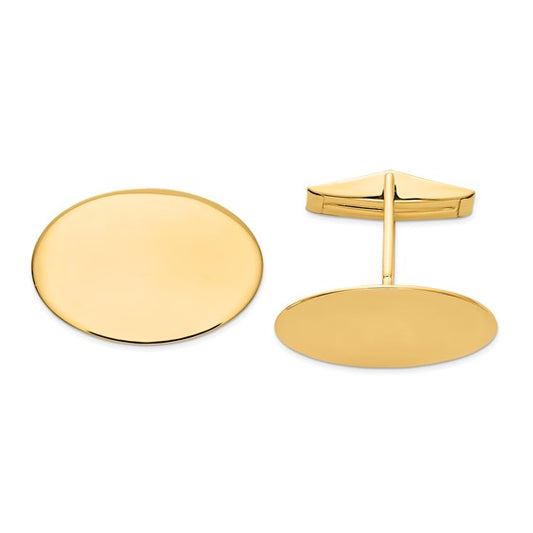 14k yellow gold oval cufflinks cuff links engraved personalized monogram