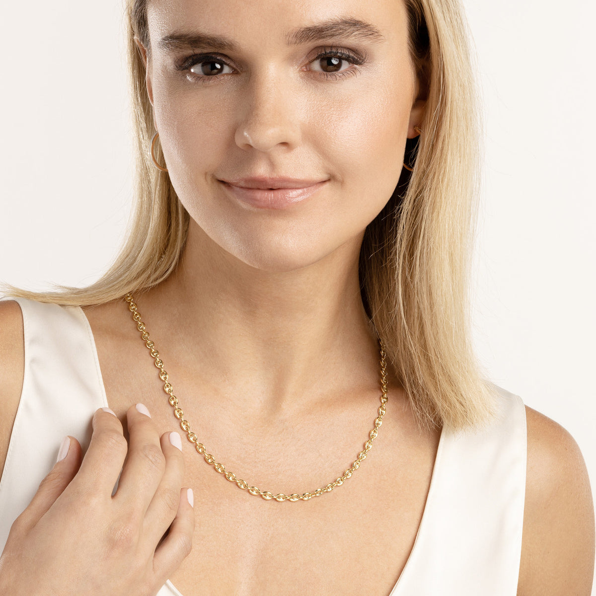 14k yellow gold 3.7mm puff mariner bracelet anklet choker necklace pendant chain