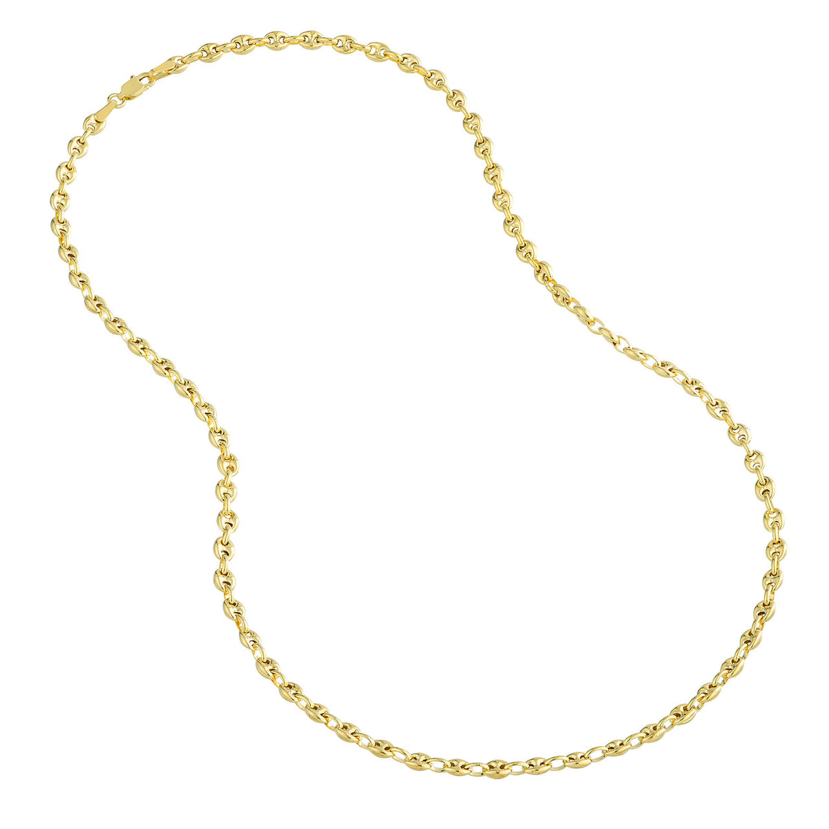 14k yellow gold 3.7mm puff mariner bracelet anklet choker necklace pendant chain