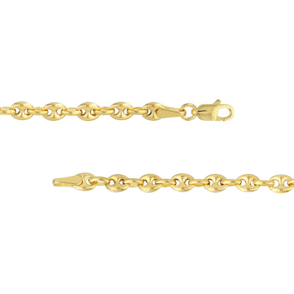 14k yellow gold 4.5mm puff mariner bracelet anklet choker necklace pendant chain