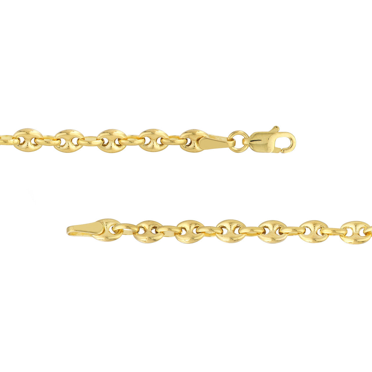 14K Yellow Gold 3.7mm Puff Mariner Bracelet Anklet Choker Necklace Pendant Chain