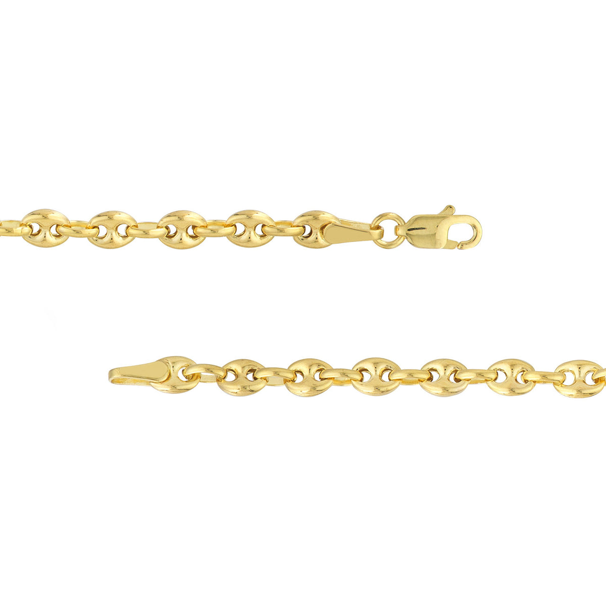 14k yellow gold 3.7mm puff mariner bracelet anklet choker necklace pendant chain