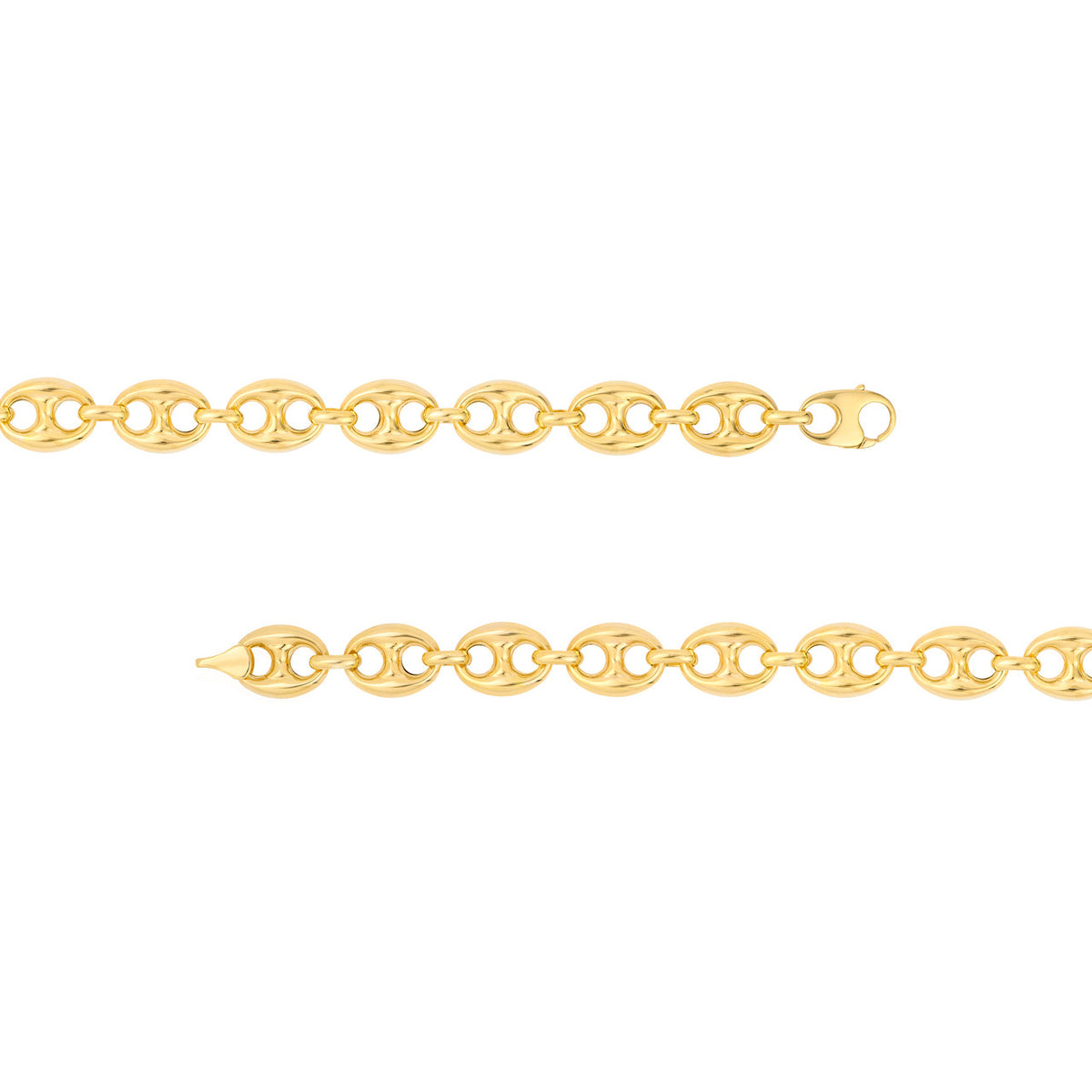 14k yellow gold 10mm puff mariner bracelet anklet choker necklace pendant chain