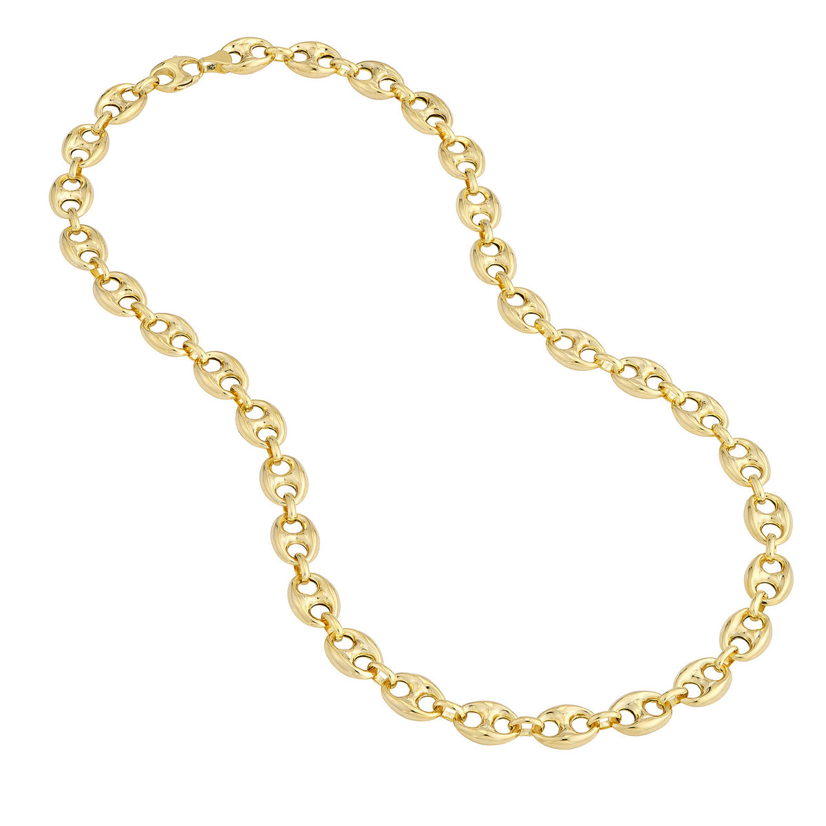 14k yellow gold 10mm puff mariner bracelet anklet choker necklace pendant chain