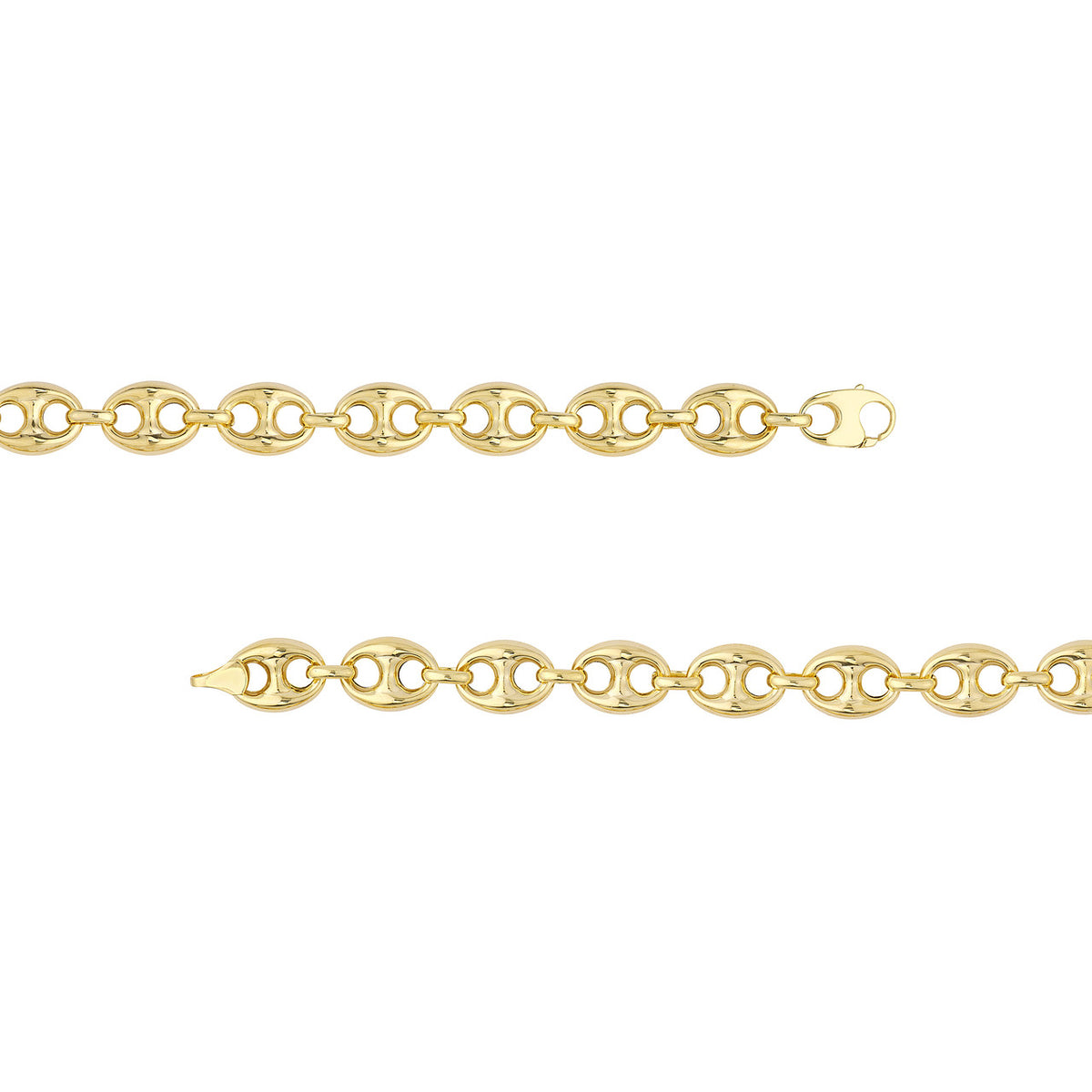 14k yellow gold 10mm puff mariner bracelet anklet choker necklace pendant chain