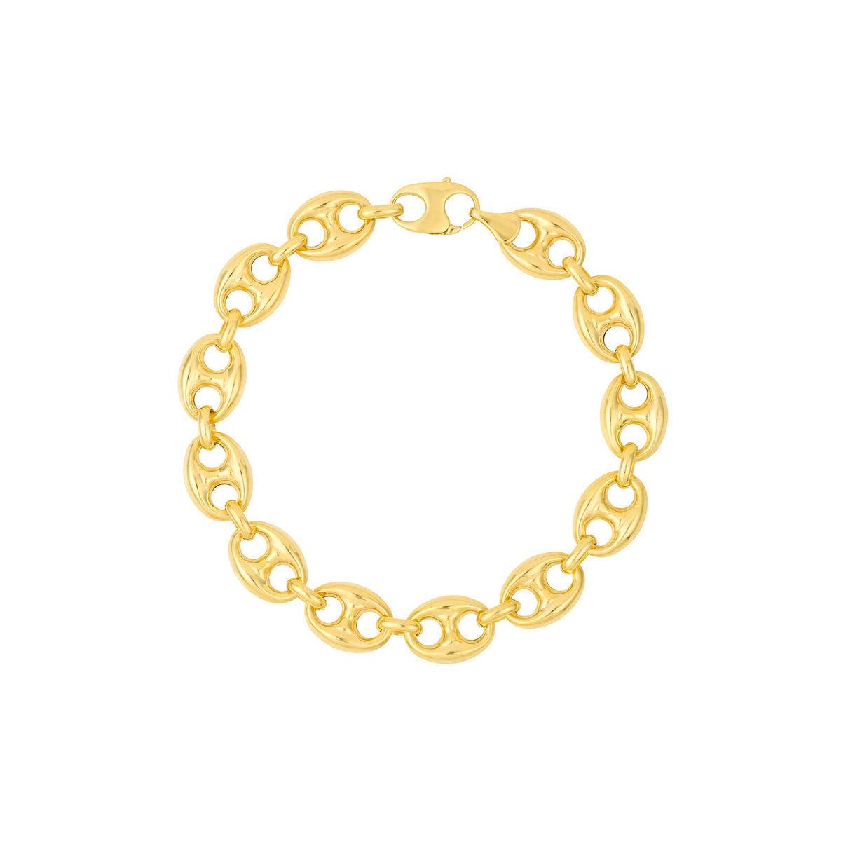 14k yellow gold 10mm puff mariner bracelet anklet choker necklace pendant chain