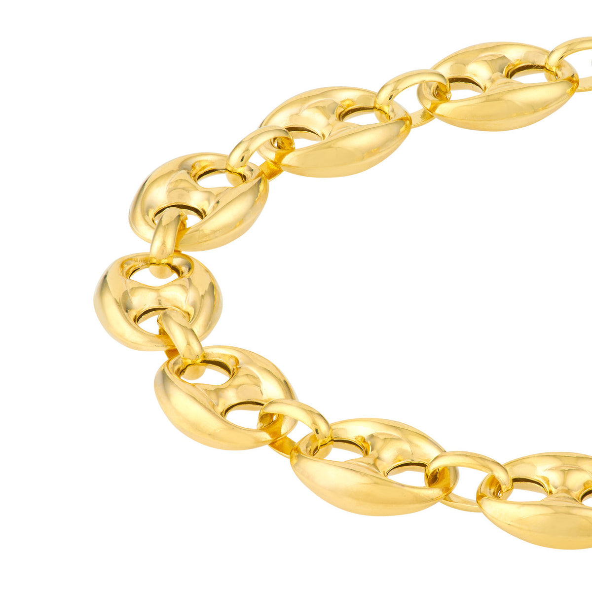 14k yellow gold 10mm puff mariner bracelet anklet choker necklace pendant chain