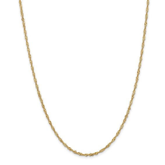 14k yellow gold 2mm singapore twisted bracelet anklet necklace choker pendant chain