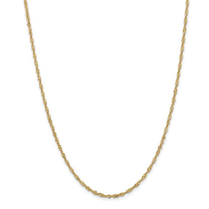 14k yellow gold 2mm singapore twisted bracelet anklet necklace choker pendant chain