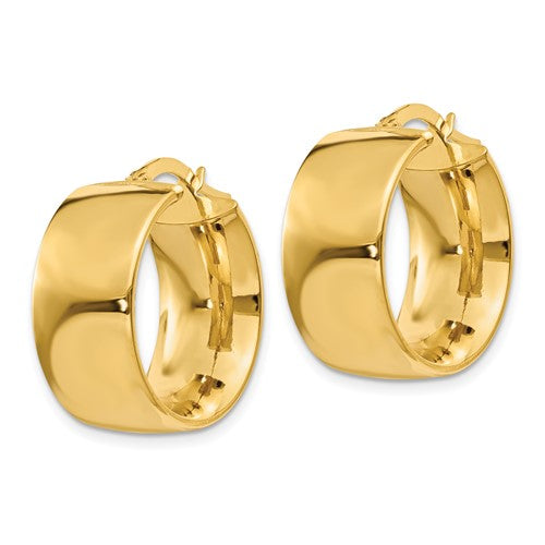 14k yellow gold round square tube hoop earrings 20mm x 9.75mm