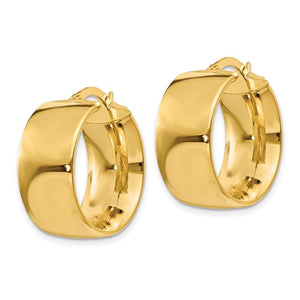 14k Yellow Gold Round Square Tube Hoop Earrings 20mm x 9.75mm