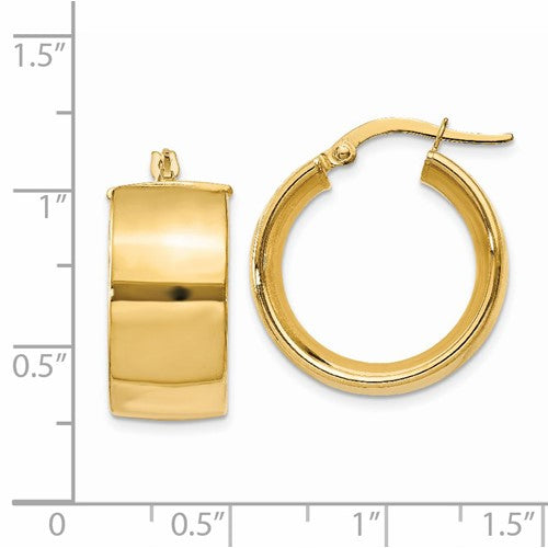 14k yellow gold round square tube hoop earrings 20mm x 9.75mm