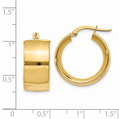14k yellow gold round square tube hoop earrings 20mm x 9.75mm