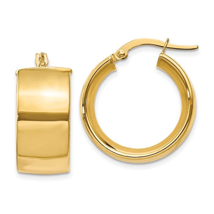 14k yellow gold round square tube hoop earrings 20mm x 9.75mm