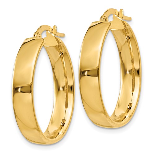 14k yellow gold round square tube hoop earrings 24mm x 4.75mm