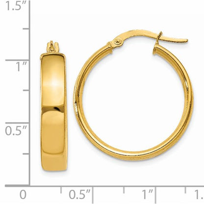 14k yellow gold round square tube hoop earrings 24mm x 4.75mm