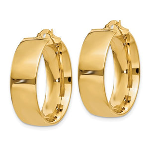 14k Yellow Gold Round Square Tube Hoop Earrings 25mm x 7.75mm