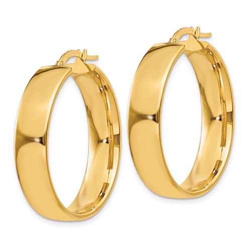 14k Yellow Gold Round Square Tube Hoop Earrings 30mm x 6.75mm