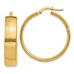 將圖片載入圖庫檢視器 14k Yellow Gold Round Square Tube Hoop Earrings 30mm x 6.75mm
