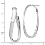 Carica l&#39;immagine nel visualizzatore di Gallery, 14k White Gold Twisted Oval Omega Back Hoop Earrings 45mm x 19mm x 5mm

