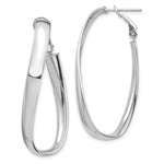 Load image into Gallery viewer, 14k White Gold Twisted Oval Omega Back Hoop Earrings 45mm x 19mm x 5mm
