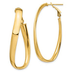 Indlæs billede til gallerivisning 14k Yellow Gold Twisted Oval Omega Back Hoop Earrings 45mm x 19mm x 5mm
