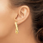 Indlæs billede til gallerivisning 14k Yellow Gold Twisted Oval Omega Back Hoop Earrings 35mm x 15mm x 5mm
