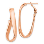 Carica l&#39;immagine nel visualizzatore di Gallery, 14k Rose Gold Twisted Oval Omega Back Hoop Earrings 35mm x 15mm x 5mm

