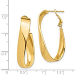 Φόρτωση εικόνας στο εργαλείο προβολής Συλλογής, 14k Yellow Gold Twisted Wavy Oval Omega Back Hoop Earrings 35mm x 17mm x 7mm
