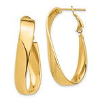 Charger l&#39;image dans la galerie, 14k Yellow Gold Twisted Wavy Oval Omega Back Hoop Earrings 35mm x 17mm x 7mm
