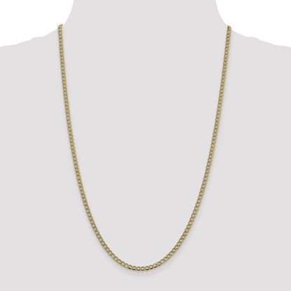 14k yellow gold with rhodium 3.4mm pav√© curb bracelet anklet choker necklace pendant chain