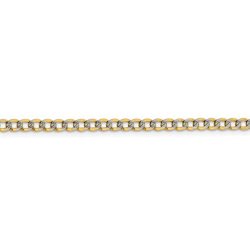 14k yellow gold with rhodium 3.4mm pav√© curb bracelet anklet choker necklace pendant chain