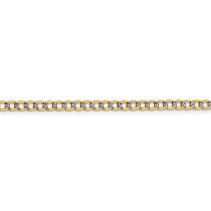 14k yellow gold with rhodium 3.4mm pav√© curb bracelet anklet choker necklace pendant chain