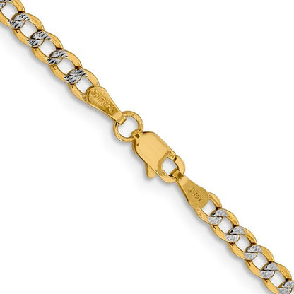 14k yellow gold with rhodium 3.4mm pav√© curb bracelet anklet choker necklace pendant chain