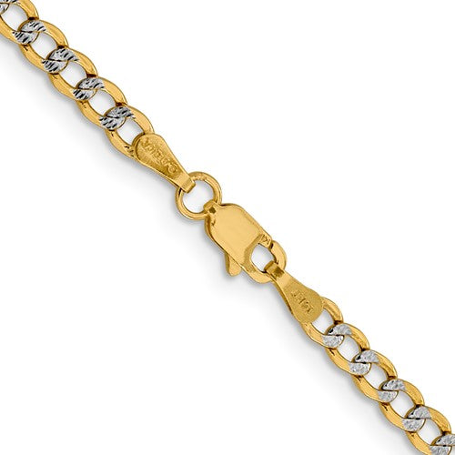 14k yellow gold with rhodium 3.4mm pav√© curb bracelet anklet choker necklace pendant chain