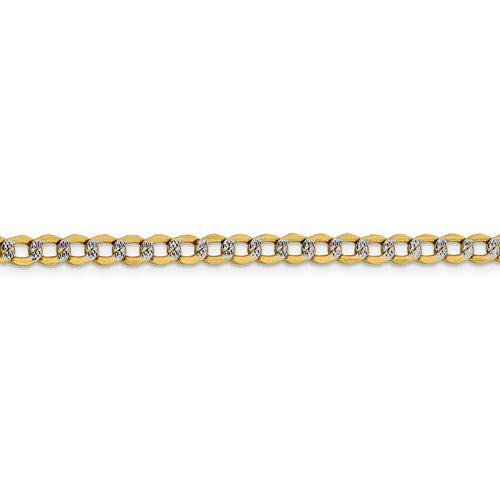 14K Yellow Gold with Rhodium 4.3mm Pav√© Curb Bracelet Anklet Choker Necklace Pendant Chain